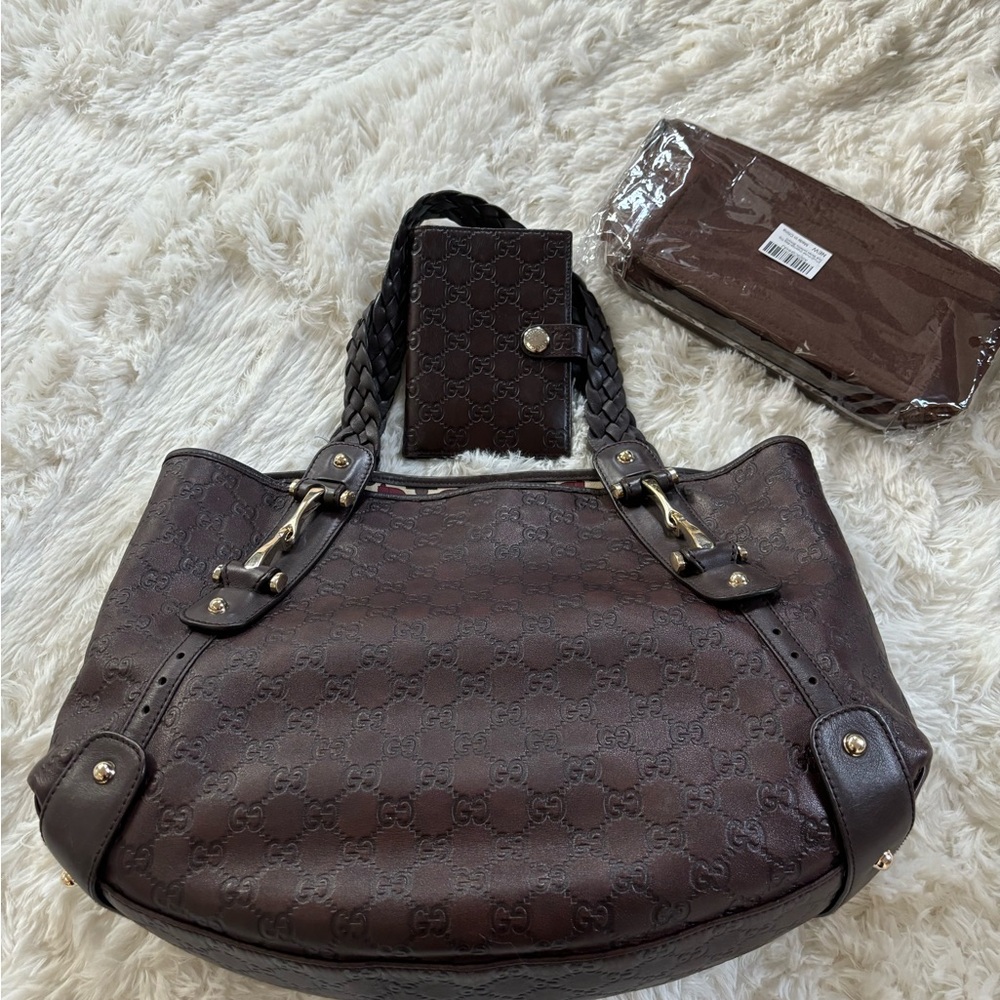 Gucci Brown Guccissima Leather Medium Horsebit Pelham Bag and wallet - Picture 13 of 16